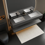 71 inch double sink vanity with seamless marble-look sintered stone, cabinet-free floating design