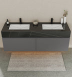 71'' Stone Top with Dark Gray Engineered Wood Floating Bathroom Vanity - Vanity71" x 22.5" NeoNova Decor