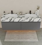 71'' Stone Top with Dark Gray Engineered Wood Floating Bathroom Vanity - Vanity71" x 22.5" NeoNova Decor
