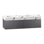 71'' Stone Top with Dark Gray Engineered Wood Floating Bathroom Vanity - Vanity71" x 22.5" NeoNova Decor