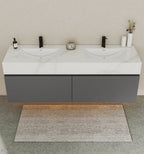 71'' Stone Top with Dark Gray Engineered Wood Floating Bathroom Vanity - Vanity71" x 22.5" NeoNova Decor