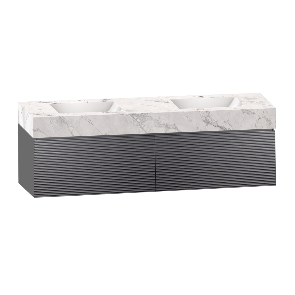 71'' Stone Top with Dark Gray Engineered Wood Floating Bathroom Vanity - Vanity71" x 22.5" NeoNova Decor