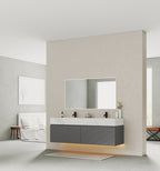 71'' Stone Top with Dark Gray Engineered Wood Floating Bathroom Vanity - Vanity71" x 22.5" NeoNova Decor