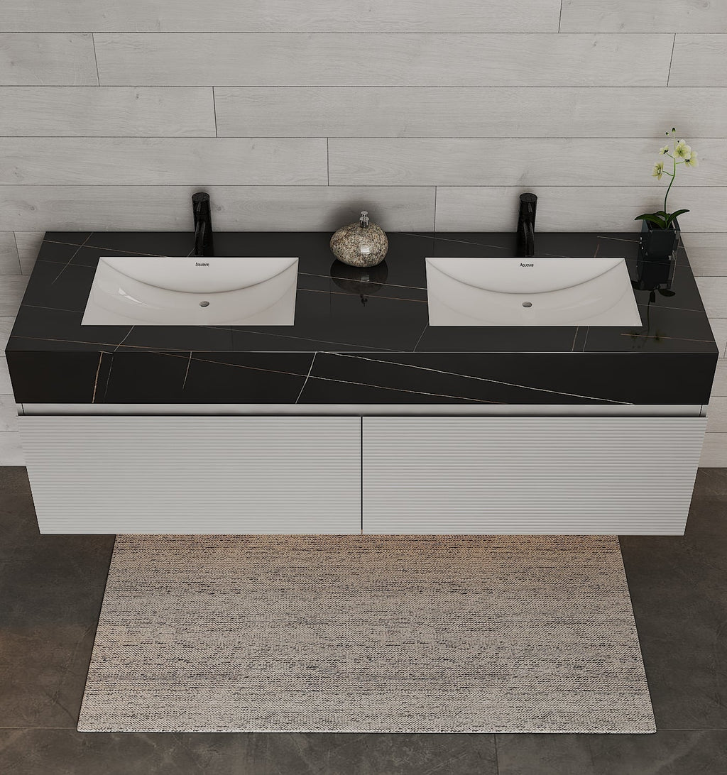 71'' Stone Top with Light Gray Engineered Wood Floating Bathroom Vanity - Vanity71" x 22.5" NeoNova Decor