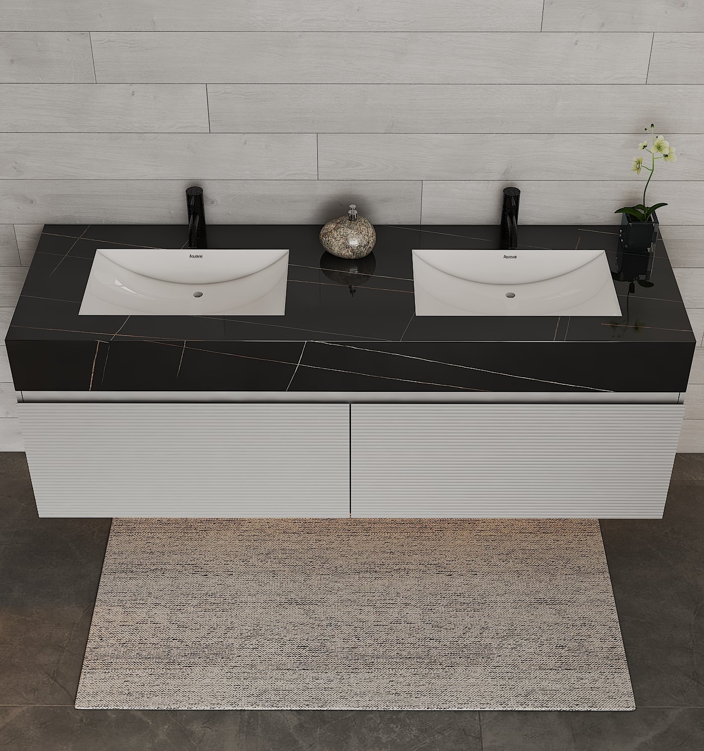 71'' Stone Top with Light Gray Engineered Wood Floating Bathroom Vanity - Vanity71" x 22.5" NeoNova Decor