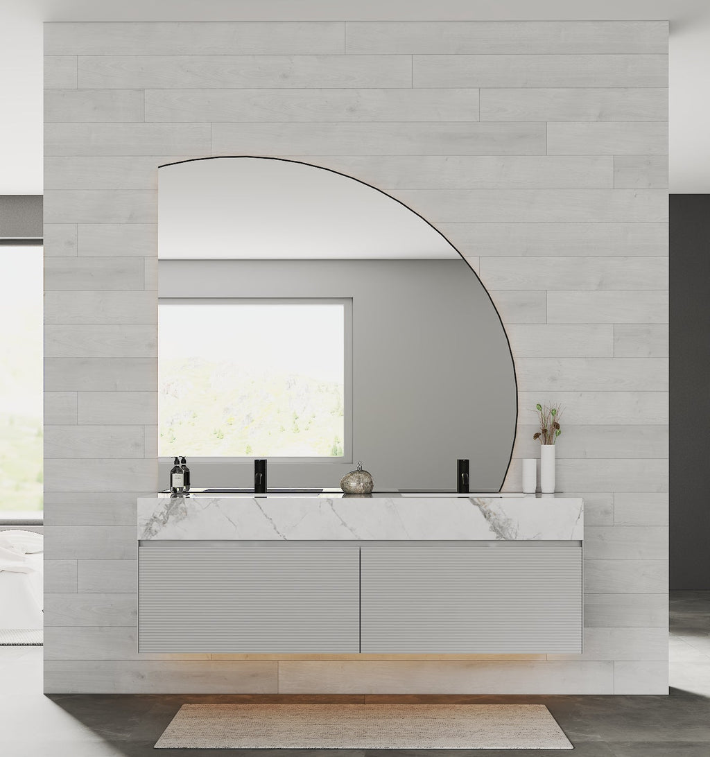 71'' Stone Top with Light Gray Engineered Wood Floating Bathroom Vanity - Vanity71" x 22.5" NeoNova Decor