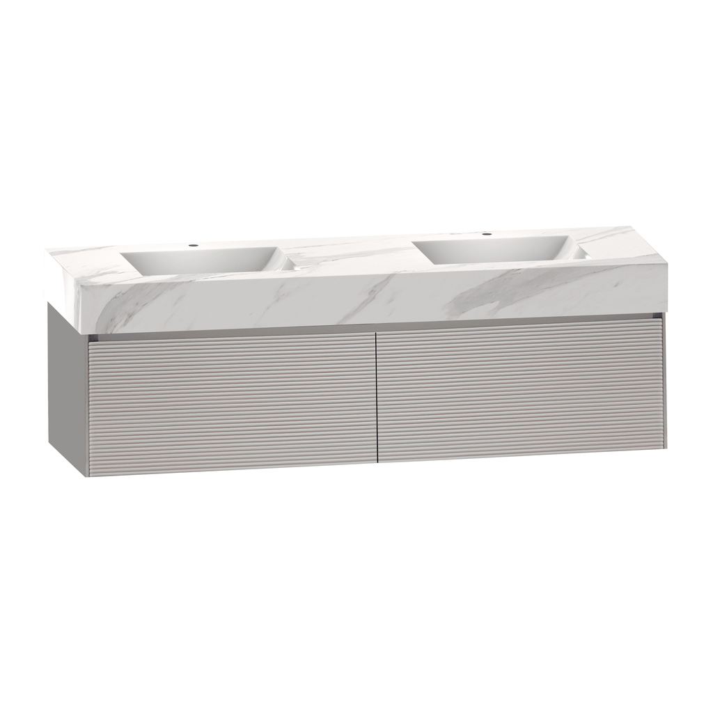 71'' Stone Top with Light Gray Engineered Wood Floating Bathroom Vanity - Vanity71" x 22.5" NeoNova Decor