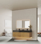 71'' Stone Top with Oak Engineered Wood Floating Bathroom Vanity - Vanity71" x 22.5" NeoNova Decor