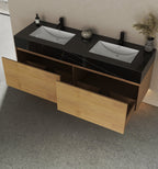 71'' Stone Top with Oak Engineered Wood Floating Bathroom Vanity - Vanity71" x 22.5" NeoNova Decor