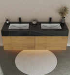 71'' Stone Top with Oak Engineered Wood Floating Bathroom Vanity - Vanity71" x 22.5" NeoNova Decor
