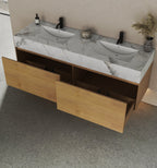 71'' Stone Top with Oak Engineered Wood Floating Bathroom Vanity - Vanity71" x 22.5" NeoNova Decor