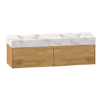 71'' Stone Top with Oak Engineered Wood Floating Bathroom Vanity - Vanity71" x 22.5" NeoNova Decor