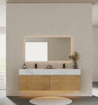 71'' Stone Top with Oak Engineered Wood Floating Bathroom Vanity - Vanity71" x 22.5" NeoNova Decor