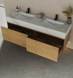 71'' Stone Top with Oak Engineered Wood Floating Bathroom Vanity - Vanity71" x 22.5" NeoNova Decor