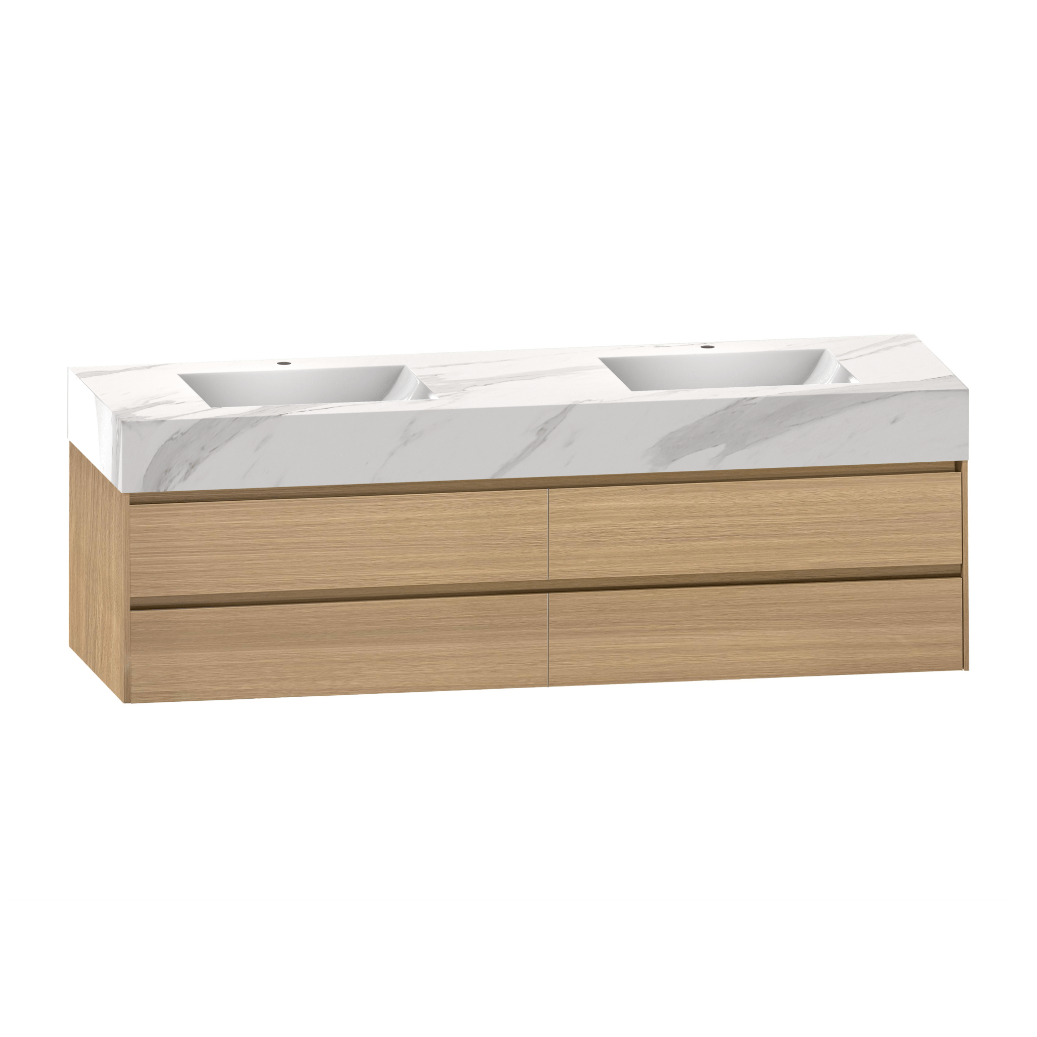 71''，60” Double Sink Sintered Stone Top with Elegant Floating Bathroom Vanity - VanityZMR NeoNova Decor