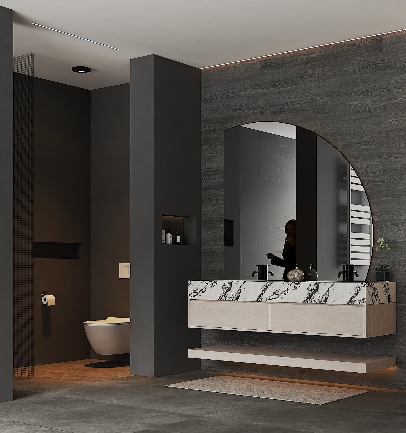 71''，60” Double Sink Stone Top with Hotel - Style Floating Bathroom Vanity - VanityAGHTQ NeoNova Decor