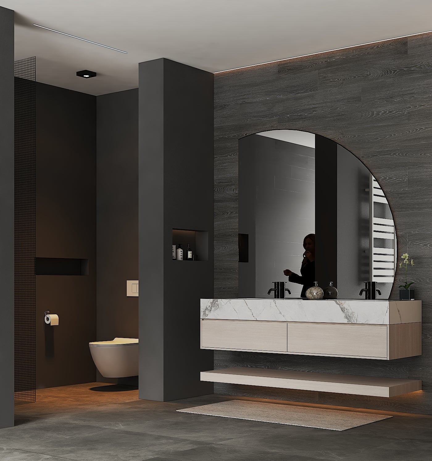 71''，60” Double Sink Stone Top with Hotel - Style Floating Bathroom Vanity - VanityAGHTQ NeoNova Decor
