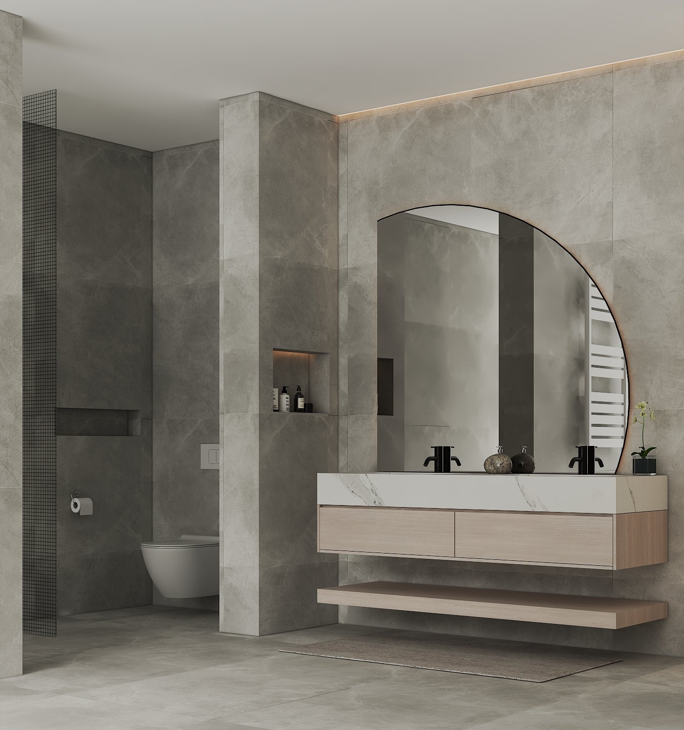 71''，60” Double Sink Stone Top with Hotel - Style Floating Bathroom Vanity - VanityAGHTQ NeoNova Decor