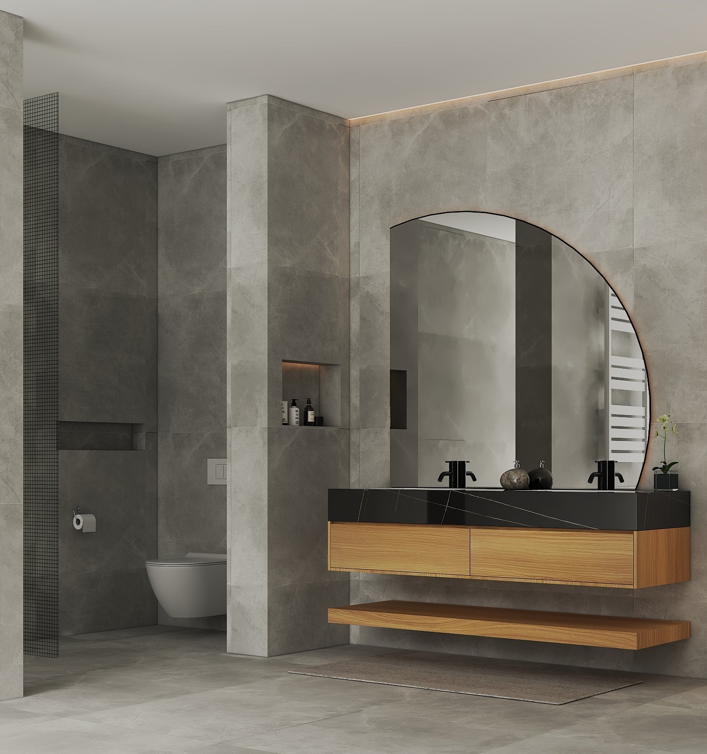 71''，60” Double Sink Stone Top with Hotel - Style Floating Bathroom Vanity - VanityHHT NeoNova Decor