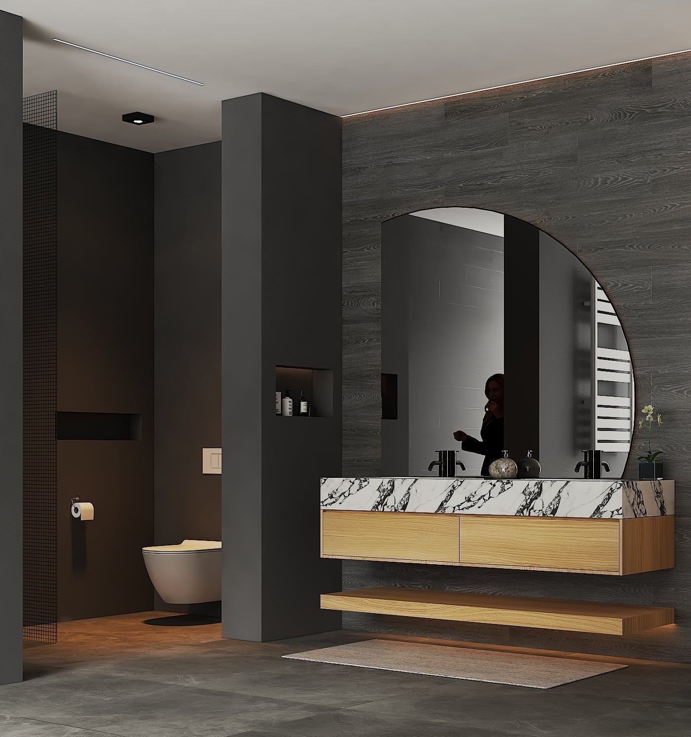 71''，60” Double Sink Stone Top with Hotel - Style Floating Bathroom Vanity - VanityHHT NeoNova Decor
