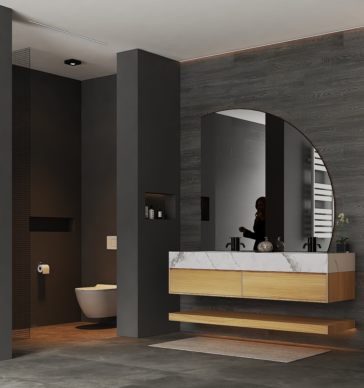 71''，60” Double Sink Stone Top with Hotel - Style Floating Bathroom Vanity - VanityHHT NeoNova Decor
