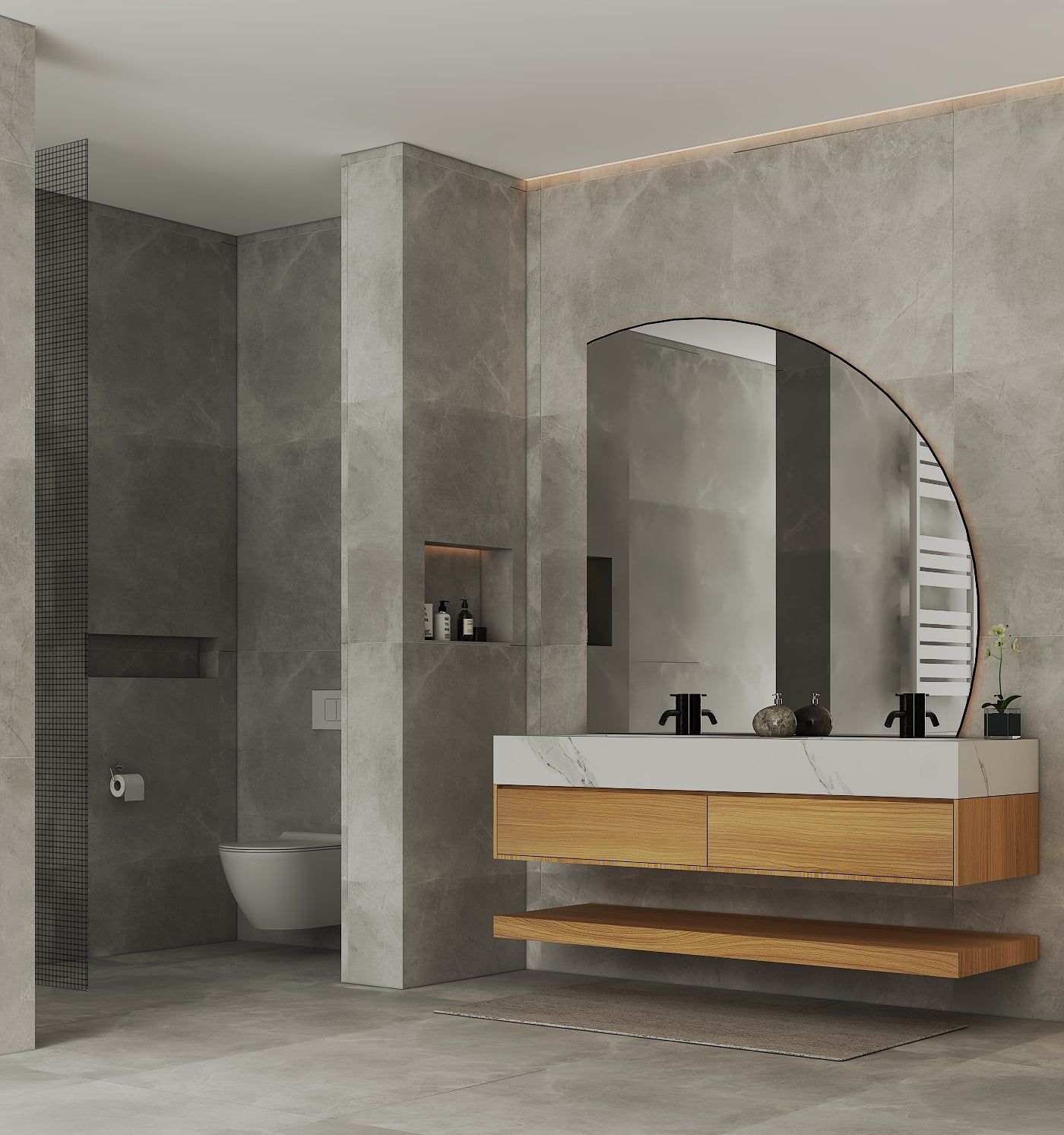 71''，60” Double Sink Stone Top with Hotel - Style Floating Bathroom Vanity - VanityHHT NeoNova Decor