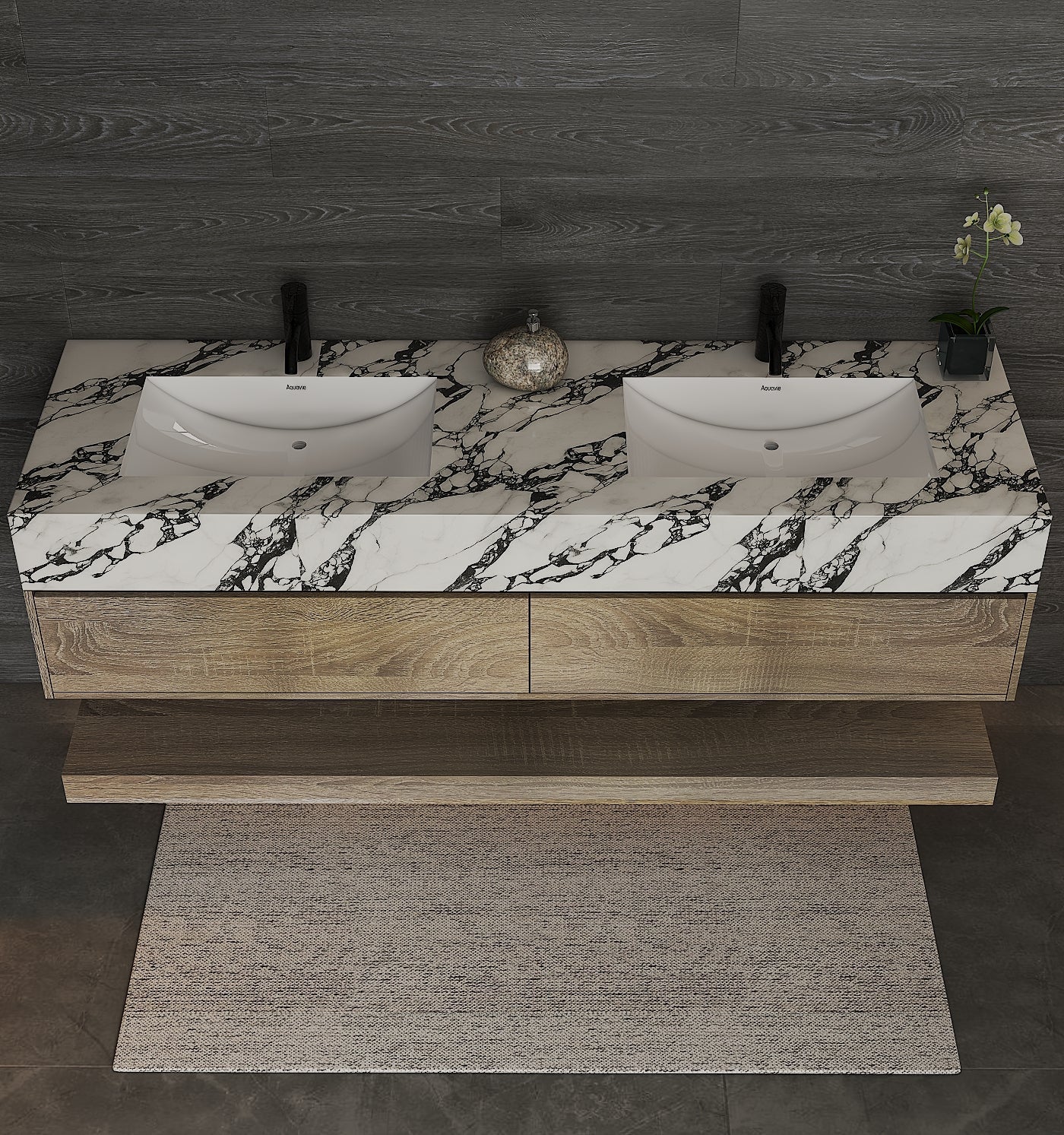 71''，60” Double Sink Stone Top with Hotel - Style Floating Bathroom Vanity - VanityXTX NeoNova Decor