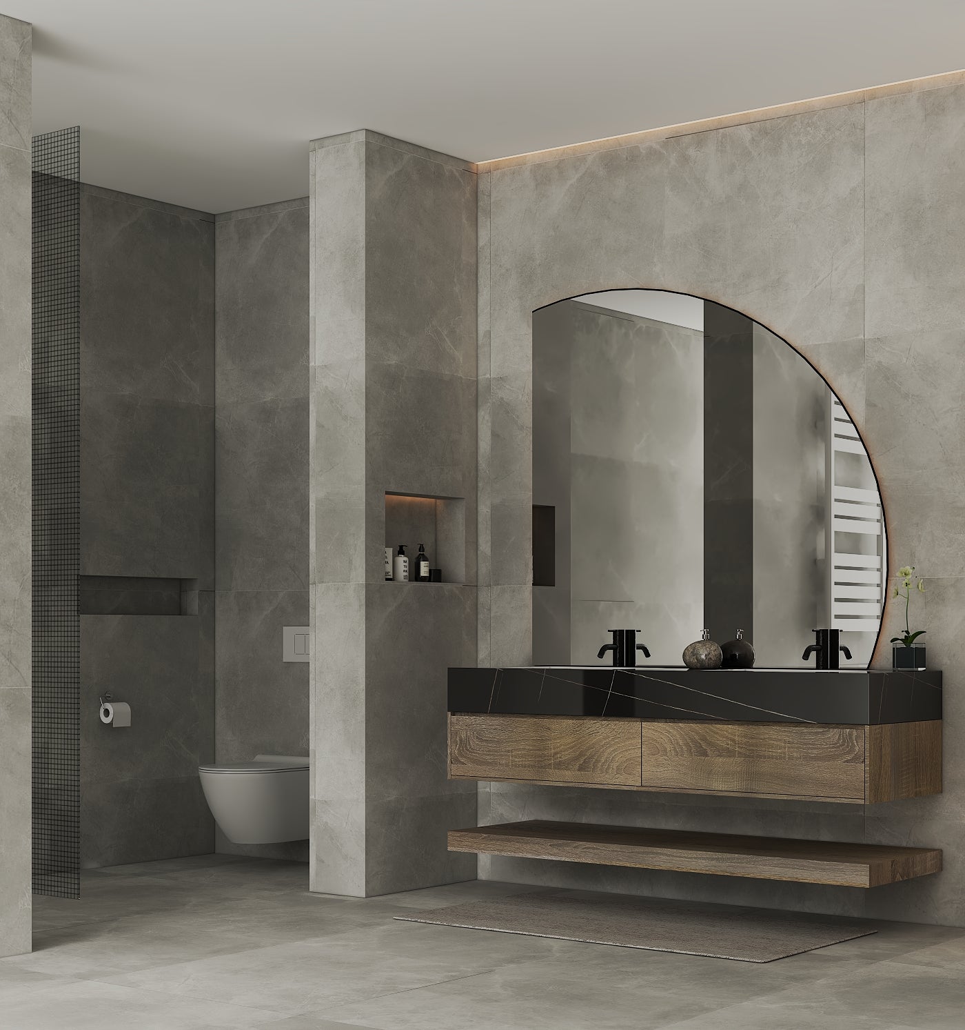 71''，60” Double Sink Stone Top with Hotel - Style Floating Bathroom Vanity - VanityXTX NeoNova Decor