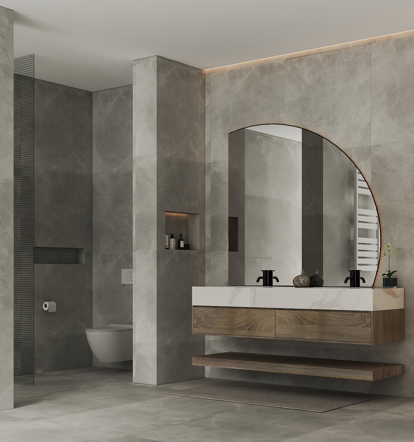 71''，60” Double Sink Stone Top with Hotel - Style Floating Bathroom Vanity - VanityXTX NeoNova Decor