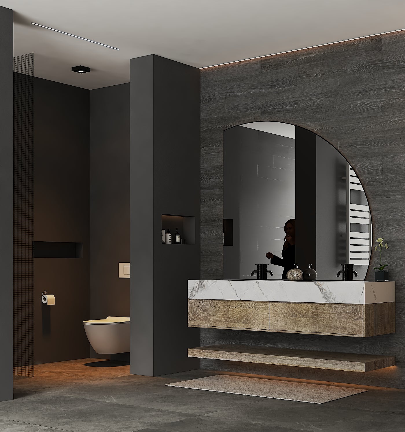 71''，60” Double Sink Stone Top with Hotel - Style Floating Bathroom Vanity - VanityXTX NeoNova Decor