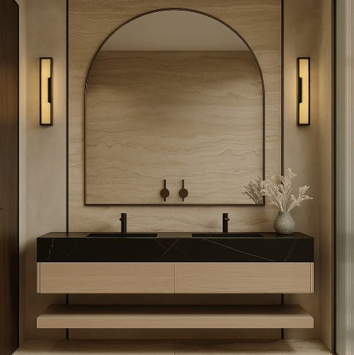 71''，60” Double Sink Stone Top with Hotel - Style Floating Bathroom Vanity - VanityZMR NeoNova Decor
