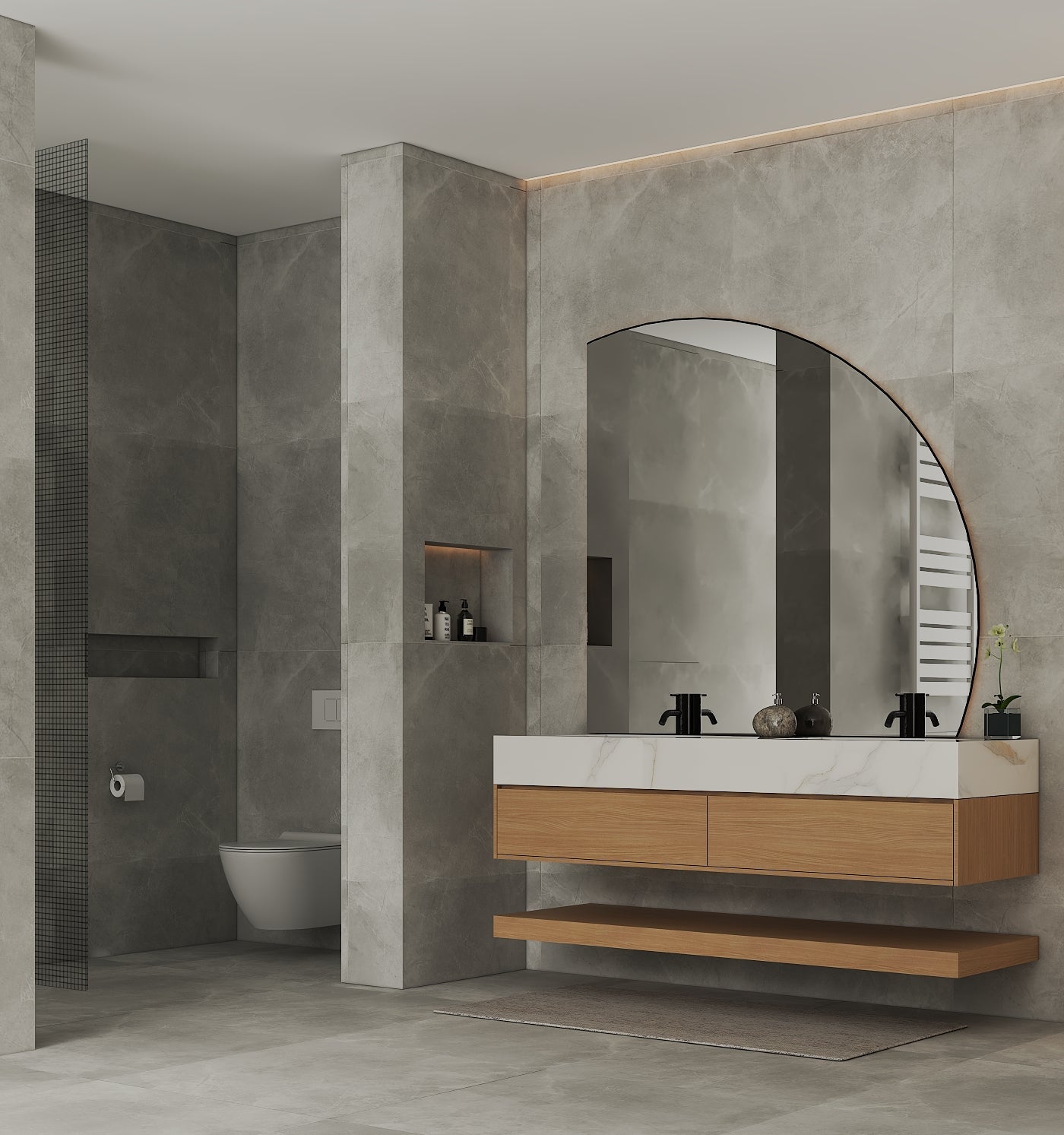 71''，60” Double Sink Stone Top with Hotel - Style Floating Bathroom Vanity - VanityZMR NeoNova Decor