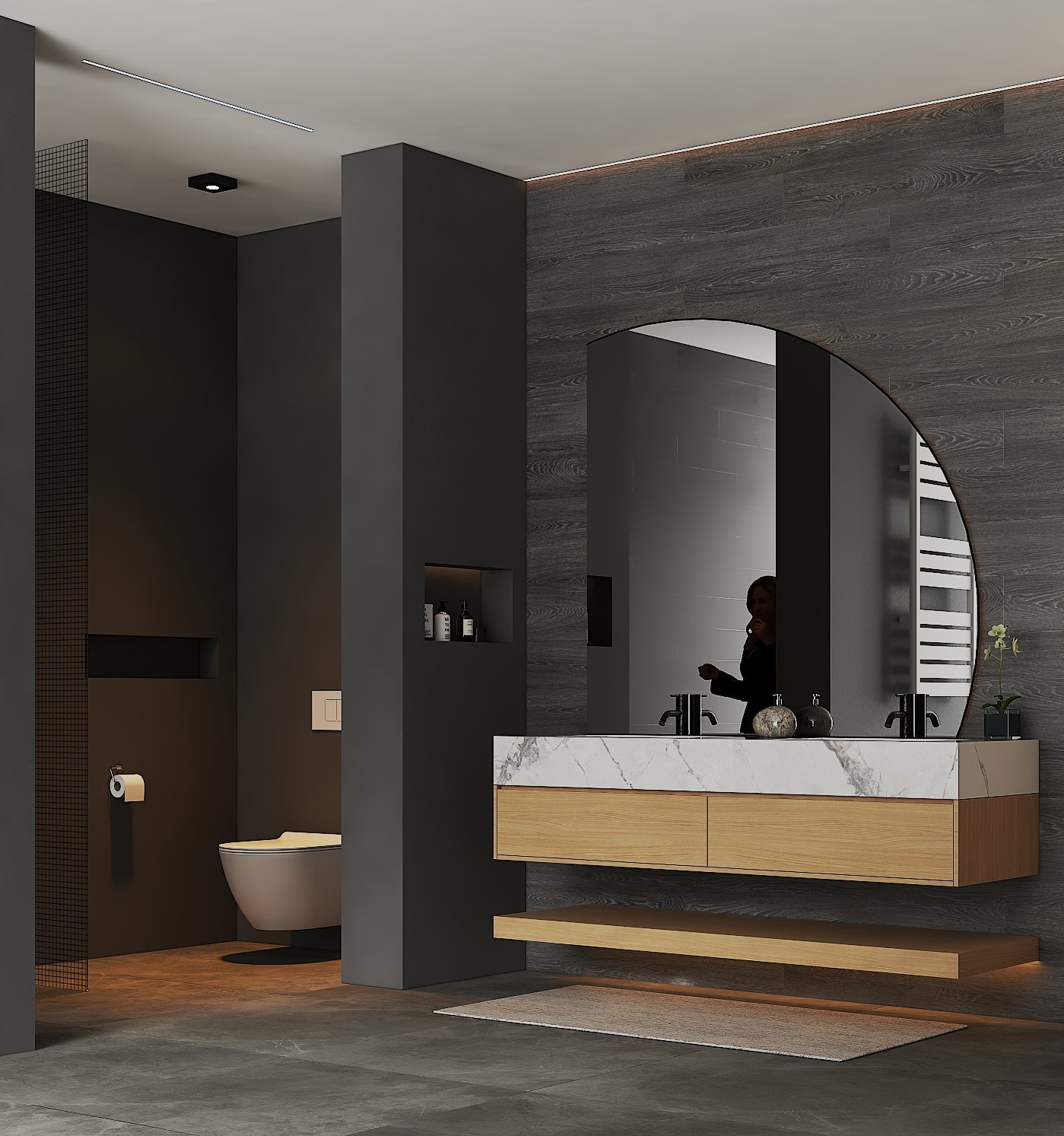 71''，60” Double Sink Stone Top with Hotel - Style Floating Bathroom Vanity - VanityZMR NeoNova Decor