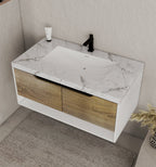 24", 32", 40" Modern Floating Vanity with Seamless Stone Top