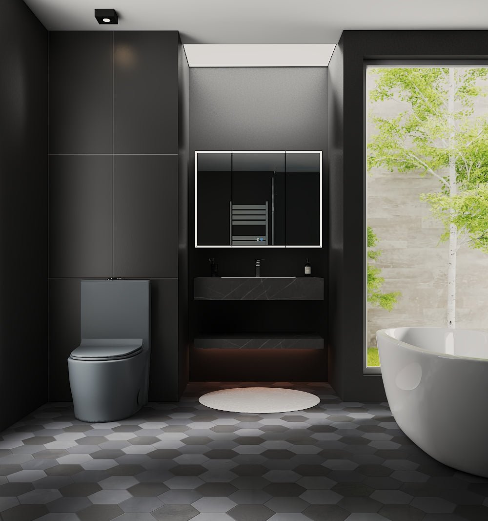 Armani Grey Floating Vanity Without Drawers – Seamless Marble - Look Stone, 40"/48" - A3 - Vanity40 inch NeoNova Decor