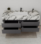 Dark Grey 60” Modern Floating Bathroom Vanity – Single Basin - VanityCalacatta Black NeoNova Decor