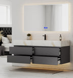 Dark Grey 60” Modern Floating Bathroom Vanity – Single Basin - VanityCalacatta Gold NeoNova Decor