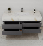 Dark Grey 60” Modern Floating Bathroom Vanity – Single Basin - VanityCalacatta Gold NeoNova Decor
