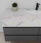 Dark Grey 60” Modern Floating Bathroom Vanity – Single Basin - VanityIce Grey NeoNova Decor