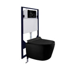 Dual - flush Matte black wall mounted toilet with black control plate - toilet NeoNova Decor