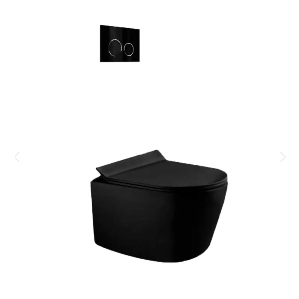 Dual - flush Matte black wall mounted toilet with black control plate - toilet NeoNova Decor