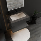 Matte Grey Floating Vanity – Marble - Look Stone, 30"/32"/40"/48" - A3 - Vanity40 inch NeoNova Decor