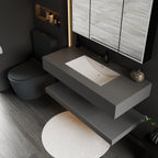 Matte Grey Floating Vanity – Marble - Look Stone, 30"/32"/40"/48" - A3 - Vanity48 inch NeoNova Decor