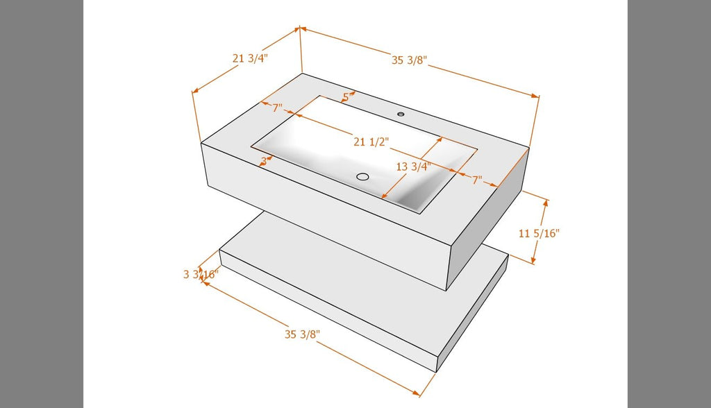 Minimalist Hotel Style Floating Vanity with Integrated Engineered Stone Basin – 32" / 36" / 40" - Vanity32" NeoNova Decor