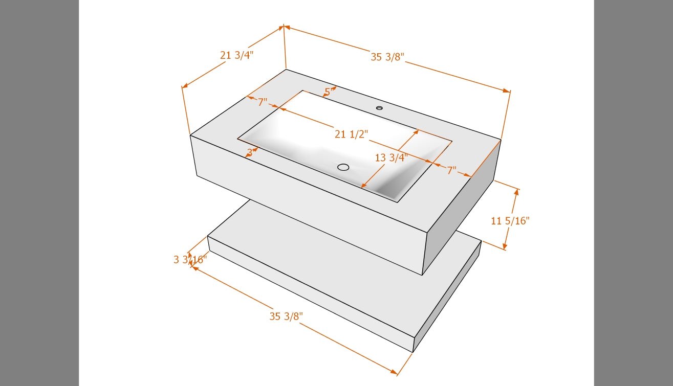 Minimalist Hotel Style Floating Vanity with Integrated Engineered Stone Basin – 32" / 36" / 40" - Vanity32" NeoNova Decor