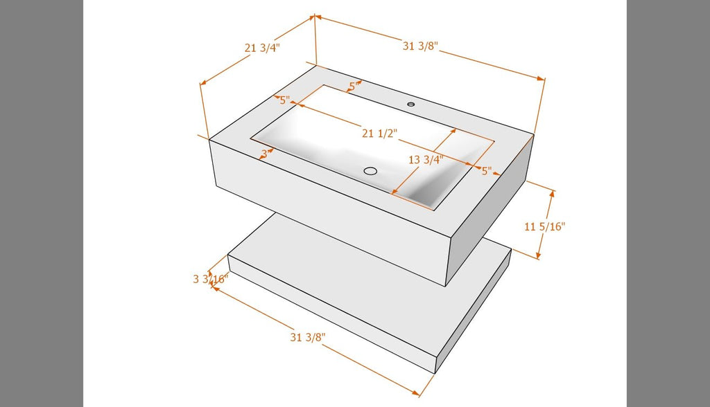 Minimalist Hotel Style Floating Vanity with Integrated Engineered Stone Basin – 32" / 36" / 40" - Vanity32" NeoNova Decor