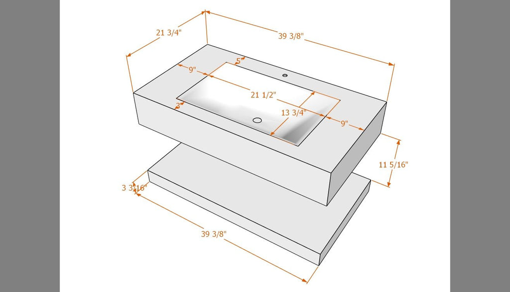 Minimalist Hotel Style Floating Vanity with Integrated Engineered Stone Basin – 32" / 36" / 40" - Vanity32" NeoNova Decor