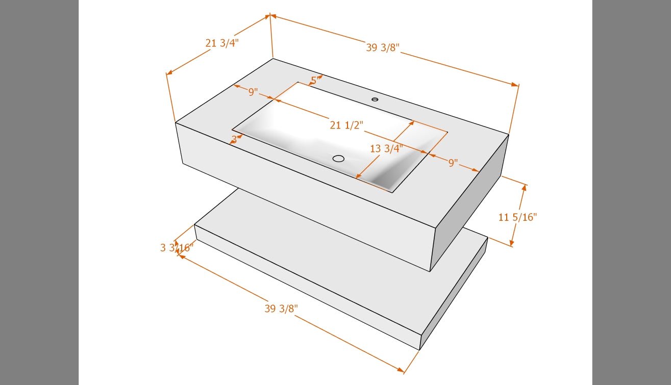 Minimalist Hotel Style Floating Vanity with Integrated Engineered Stone Basin – 32" / 36" / 40" - Vanity32" NeoNova Decor