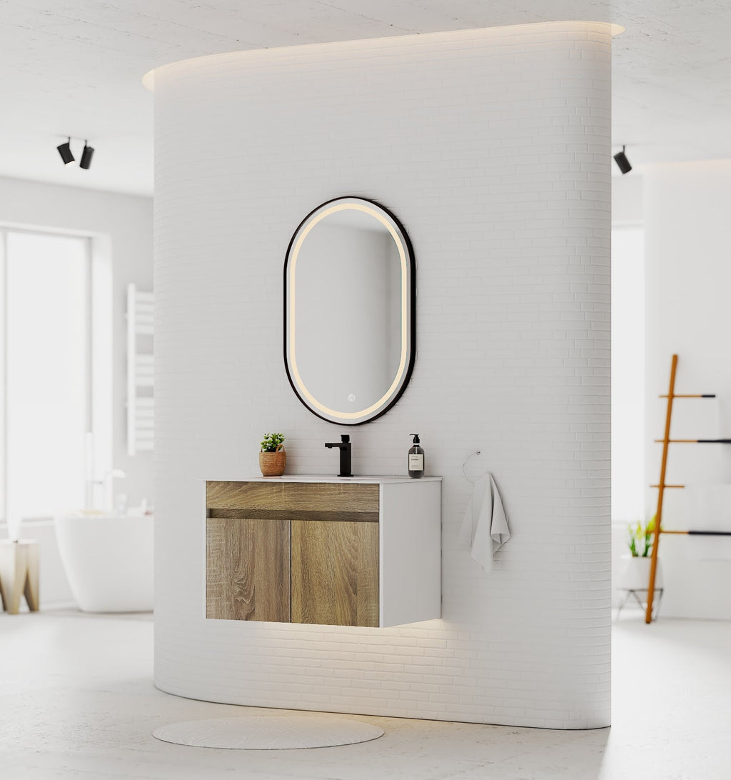 Modern Floating Vanity 24"/28"/30"/32" – Narrow Depth 18", Ceramic Sink - Vanity24" NeoNova Decor