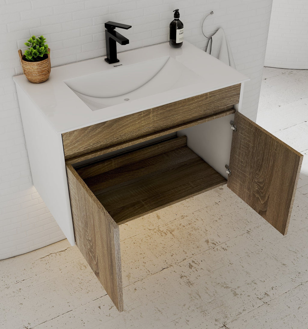 Modern Floating Vanity 24"/28"/30"/32" – Narrow Depth 18", Ceramic Sink - Vanity24" NeoNova Decor